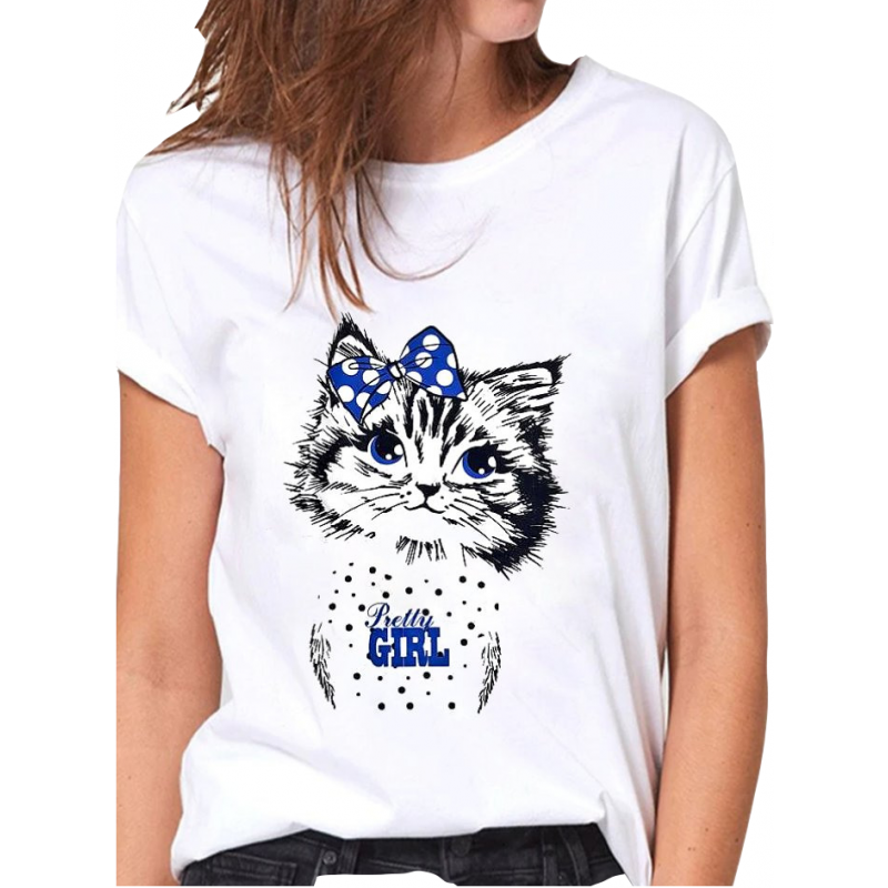 T Shirt Chaton Pour Femme Divers Coloris